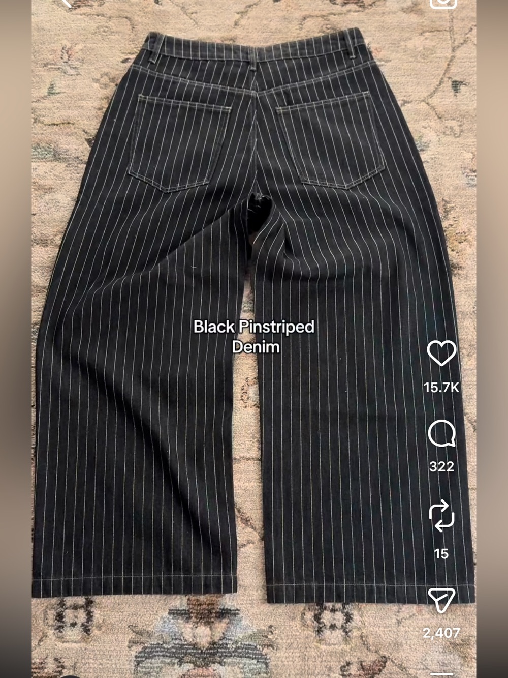 Baggy Clothing US Pinstripe Wide Leg Jeans Sz M